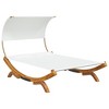 VidaXL Patio Lounge Bed with Canopy 65 in.x79.9 in.x49.6 in. Solid Bent Wood Cream - 2 of 4