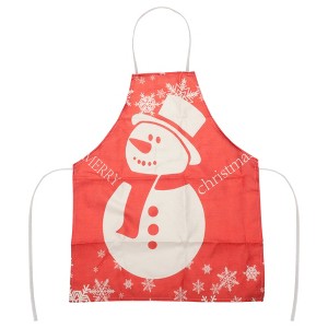 Unique Bargains Christmas Aprons Linen Red Beige 21.65"x26.77" 1Pc - 1 of 4