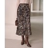 Cheetah Print Satin Midi Skirt - Women's High Waist A-Line Skirt with Elastic Waistband Animal Print - 2 of 4