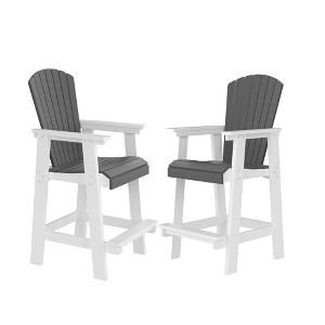 Bar Stools With High Back, Footrest, Set Of 2, Barstools, Outdoor Tall Chairs, Counter Height Chairs, Patio Bar Stool Chair, Armrest Stools,whizmax - 1 of 4