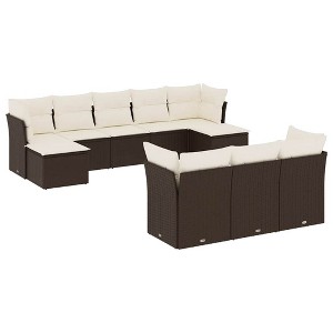 vidaXL Garden Sofa Set Brown, Cream White PE rattan, powder-coated steel - 1 of 4