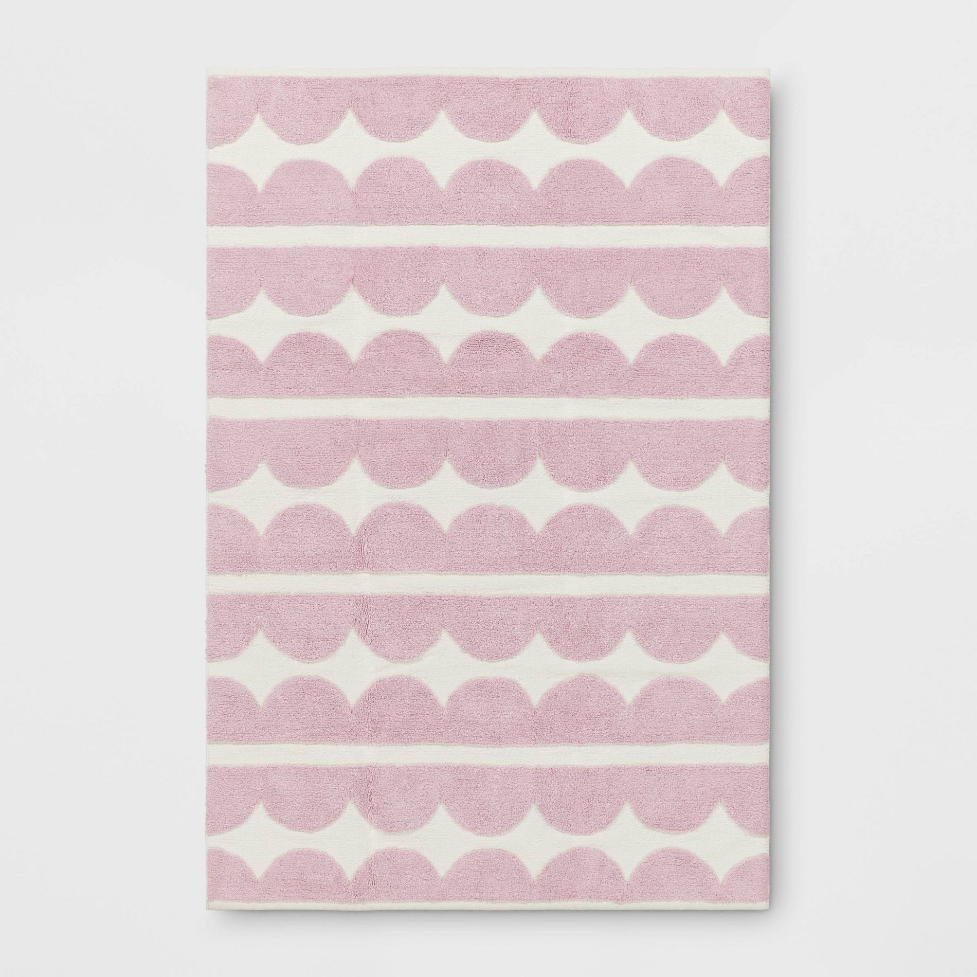 4'x5'6" Scallop Kids' Rug Purple - Pillowfort™: Cotton, Machine Washable, Medium Pile, Kids Bedroom Decor