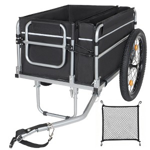 NAYSAYE Bike Cargo Trailer Capacity Foldable Bicycle Wagon Cart with Fat Tires for Camping Groceries and Hauling, Black, 56"*32.35"*25.5" - 1 of 4