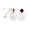 Ross-Simons 11-12mm Cultured Pearl and 1.00 ct. t.w. Garnet Earrings in Sterling Silver - 3 of 4