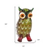 HomeRoots 9" Green and White Murano Glass Owl Figurine Tabletop Sculpture - 3 of 4