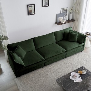 3-Seater Chenille Mid-Century Modern Armrest Sofa with 2 Armrest Pillows and 3 Toss Pillows for Living Room - 1 of 4