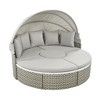 4-Pieces Outdoor Patio Rattan Round Daybed Sunbed with Retractable Canopy and Table - 2 of 4