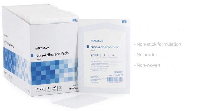 McKesson Sterile Non-Adherent Dressing Rectangle 2 x 3", 2 of 12, play video