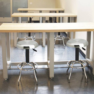 ErgoSwivel Modern Silver Stainless Steel Adjustable Lab Stool