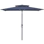 Crestlive Products 6.5'x10' Rectangular Double Top Aluminum Pole Market Umbrella with Crank System & Push Button Tilt
