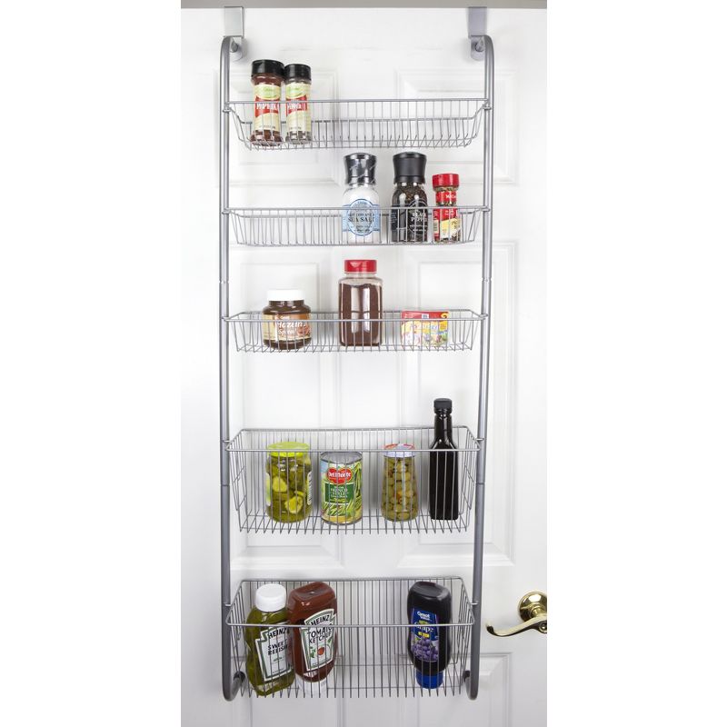 Home Basics Over the Door Kitchen Pantry Organizer, Grey, 1 of 10