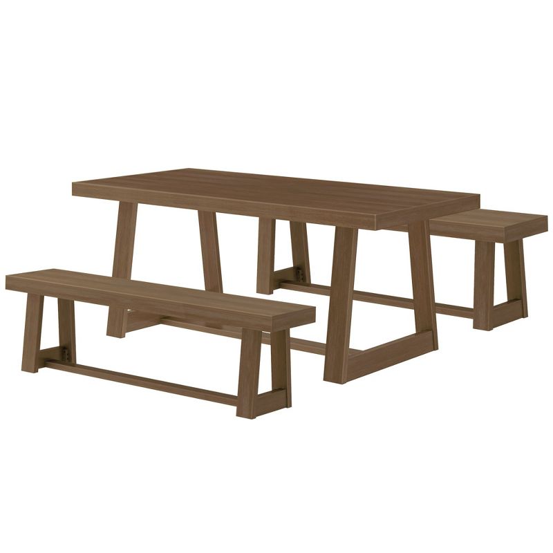 Plank+Beam Farmhouse Dining Table Set with 2 Benches, Table for Dining Room/Kitchen, Seats 6, 72 Inch, 2 of 4
