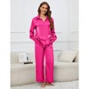 Women's Pajama Sets Button Down Long Sleeve 2025 Satin Loungewear Set Comfy Nightwear - 3 of 4