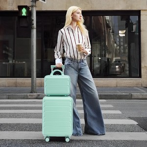 KWPZQEB 20" ABS Spinner Wheel Luggage, Hardside Luggage with Combination Lock & 14" Cosmetic Case, Lightweight Luggage - 1 of 4