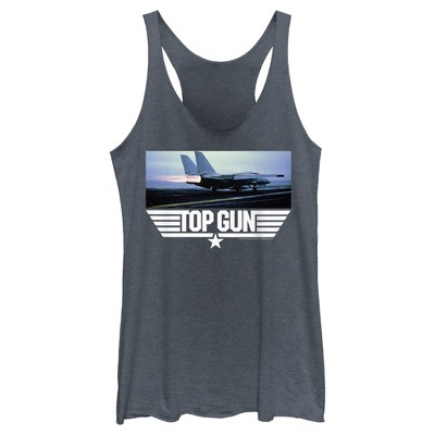 Women's Top Gun Fighter Jet Ready For Takeoff Racerback Tank Top - Navy ...