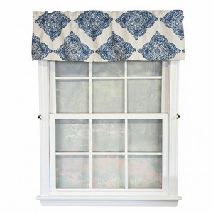 RLF Home 100% Cotton High Quality Lazaro Tailored Window Valance with 1.5" Rod Pocket 50" W X 12" L Blue - 1 of 4