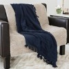 HomeRoots Blue Woven 100% Woven Textured Cotton Floral Throw Blanket - 2 of 4