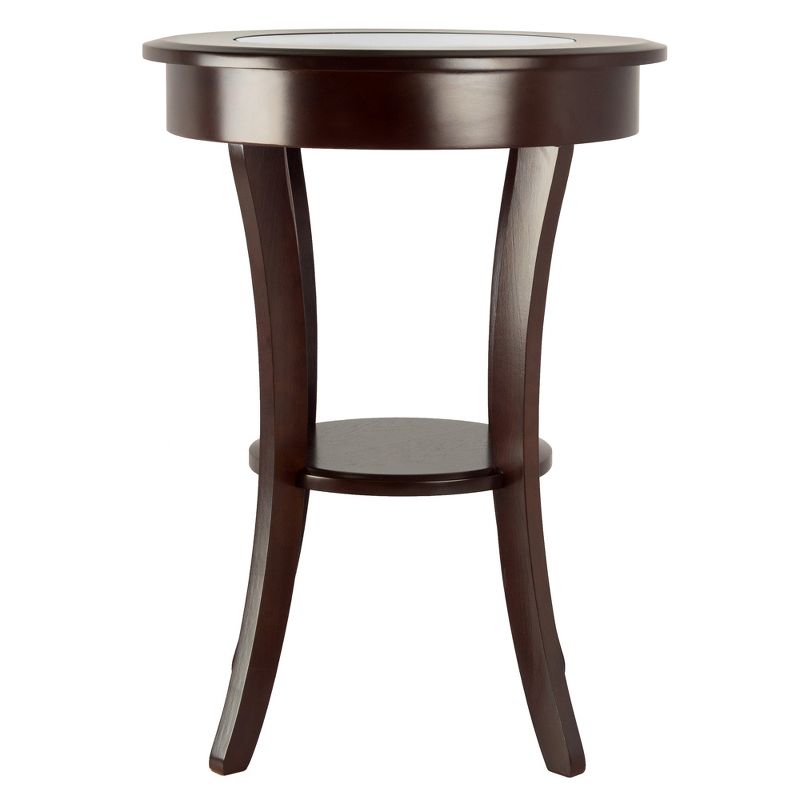 Cassie Round Accent Table with Glass - Cappuccino - Winsome, 5 of 7