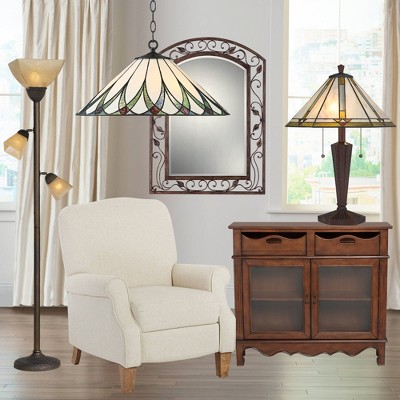 Roman Bronze 71.5" Torchiere Floor Lamp with Frosted Champagne Glass