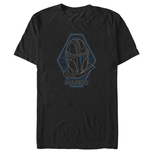 Men's Star Wars: The Mandalorian Mando Blue Line Art Helmet T-Shirt - image 1 of 4