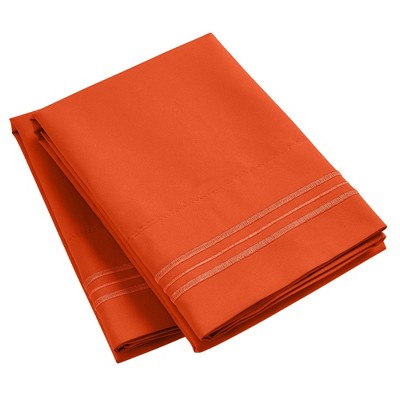 Mellanni Brushed Microfiber Pillowcase Set of 2, King, Poppy Orange