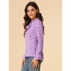 Allegra K Women's Floral Tie V Neck Chiffon Ruffle Trumpet Sleeve Blouse - 4 of 4