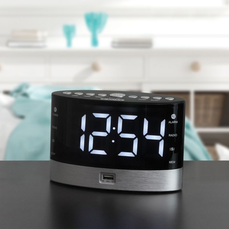 JENSEN JCR-255 AM/FM Digital Dual Alarm Clock Radio with Under Pillow Vibrator, 6 of 7