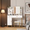 Makeup Vanity Desk with Led Lights, Modern White Dressing Table Set with Soft Cushioned Stool, 3 Lighting Modes Vanity Table with 2 Drawers - 2 of 4