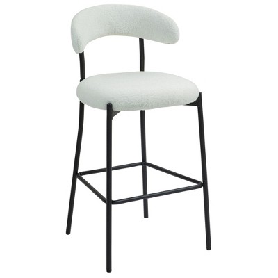 NicBex Set of 2 Bar Stools for Kitchen Island,Teddy Counter Height Bar Stools with Black Footrest,Bar Chairs for Dining Rooms,Kitchens,White/Gray