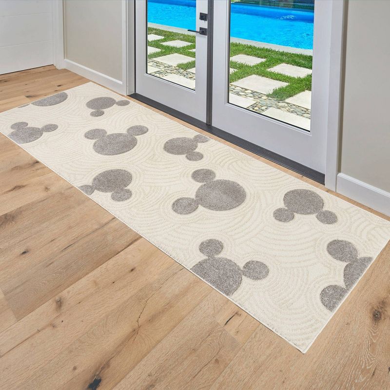 Disney Mickey Mouse Pop Art Modern Geometric High-Low Indoor Kids' Area Rug Gray/Ivory, 4 of 5