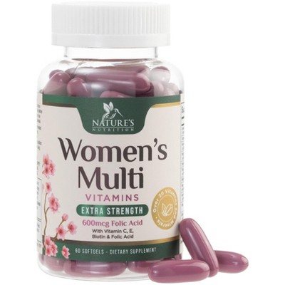 Multivitamin for Women with Iron - Daily Vitamins for Women's Immune Support - 60 Count By Nature's Nutrition