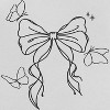 Rerun Island Women's Outline Bow And Butterflies Short Sleeve Graphic Cotton Retro Vintage Ranger Baby Tee - White Caviar M - 2 of 4