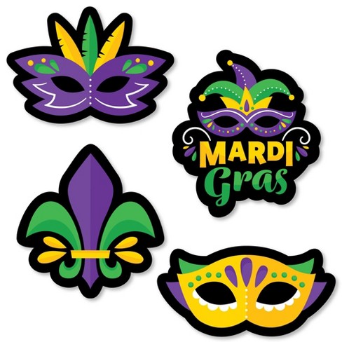 Big Dot of Happiness - Colorful Mardi Gras Mask - DIY Shaped Masquerade Party Cut-Outs - 24 Count