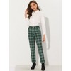 INSPIRE CHIC Women's Vintage Tartan Plaid Elastic Waist Straight Long Trousers - 2 of 4