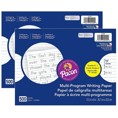 Pacon Newsprint Handwriting Paper, Skip-A-Line, Grade 1, White, 1 Ruled  (Long Way), 11 x 8.5, 500 Sheets Per Pack, 5 Packs