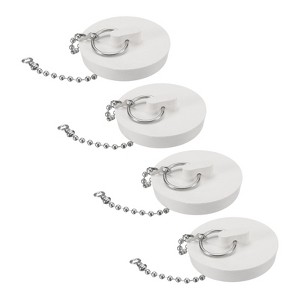 Unique Bargains Rubber Stainless Steel Beaded Chain with Pull Ring Bathtub Drain Stopper 4 Pcs - 1 of 4
