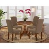 HomeStock 5-Piece Round Mahogany Finish Solid Wood Top Dining Table with 4 Parson Chair - 2 of 4