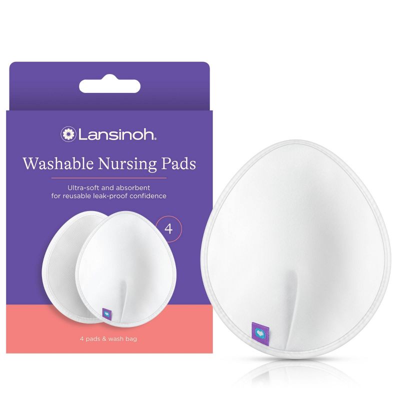 Lansinoh Washable Nursing Pads with Mesh Wash Bag - White - 4ct, 1 of 12