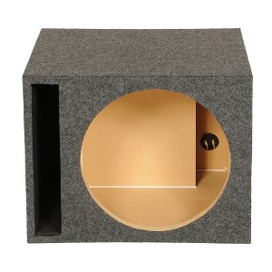 QPower 15 Inch Heavy-Duty Single Vented Carpet Covered Durable Car Audio Vehicle Subwoofer Enclosure Woofer Box, Charcoal Gray - 1 of 4