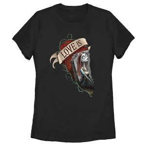 Women's The Nightmare Before Christmas Halloween Sally Heart Love Is T-Shirt - 1 of 4