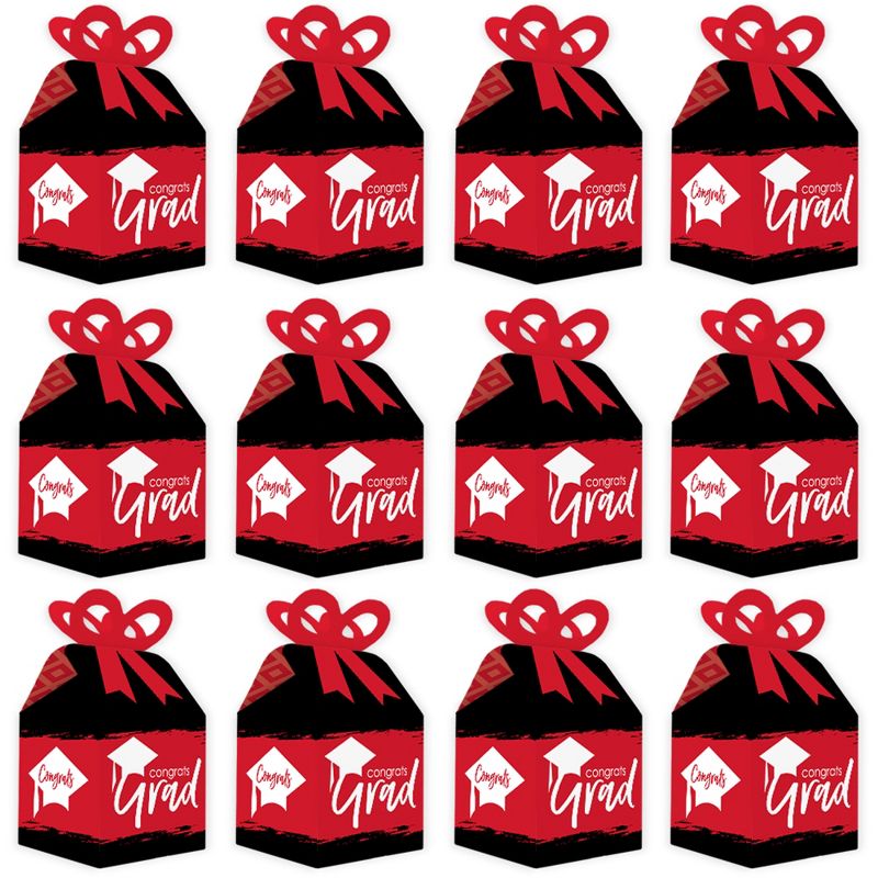 Big Dot of Happiness Red Grad - Best is Yet to Come - Square Favor Gift Boxes -  Red Graduation Party Bow Boxes - Set of 12, 5 of 9