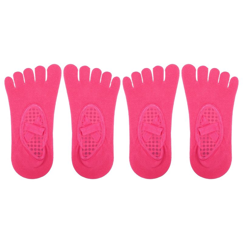 Unique Bargains Non-Slip Yoga Socks Five Toe Socks Pilates Barre for Women with Grips, 1 of 7