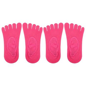 Unique Bargains Non-Slip Yoga Socks Five Toe Socks Pilates Barre for Women with Grips