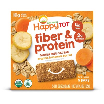 HappyTot Fiber & Protein Organic Bananas and Carrots Soft-Baked Oat Bar - 5ct/0.88oz Each