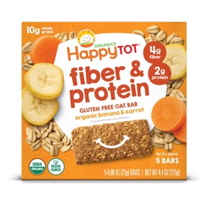 HappyTot Fiber & Protein Organic Bananas and Carrots Soft-Baked Oat Bar - 5ct/0.88oz Each - 1 of 4