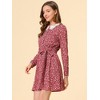 Allegra K Women's Peter Pan Collar Long Sleeve Half Placket Floral Dresses - 4 of 4