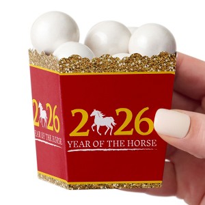Big Dot of Happiness 2026 Year of the Horse - Party Mini Favor Boxes - Lunar New Year Treat Candy Boxes - Set of 12 - 1 of 4