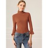 INSPIRE CHIC Women's Ruffle Sleeves Pullover Turtleneck Slim Fit Stretchy Knit Sweater - 3 of 4