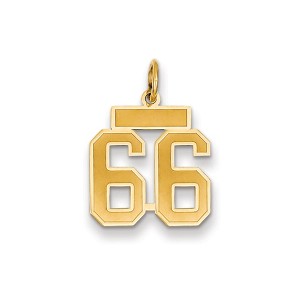 Black Bow Jewelry 14k Yellow Gold, Jersey Collection, Small Number 66 Pendant - 1 of 2