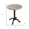 HomeRoots 22" Natural and Black Solid Wood and Metal Height Adjustable Round Pedestal End Table - 3 of 4